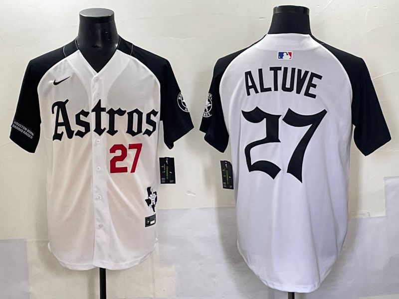 Men 2025 Houston Astros #27 Altuve White Black Five generations Joint Name Nike MLB Jersey style 3->houston astros->MLB Jersey